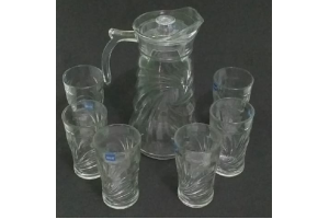 JOGO DE JARRA COM 6 COPOS DE VIDRO 12,5X7CM REF-BHT001