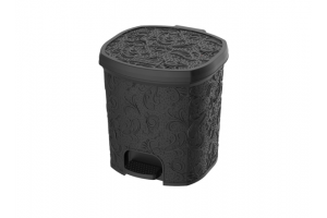 CESTO DE PEDAL 8 LTS RENDA FLORAL PRETOREF0623